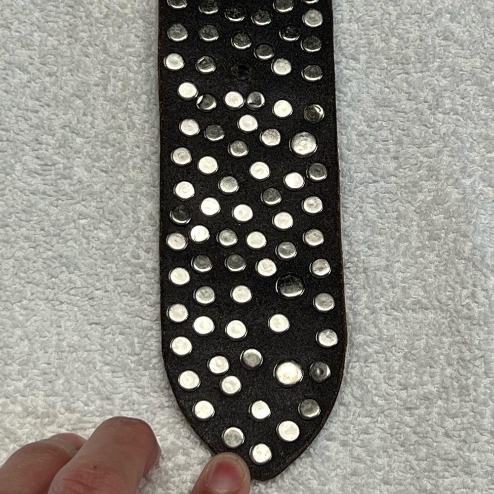 Black Genuine Leather Swarovski Crystal Belt - Picture 14 of 16